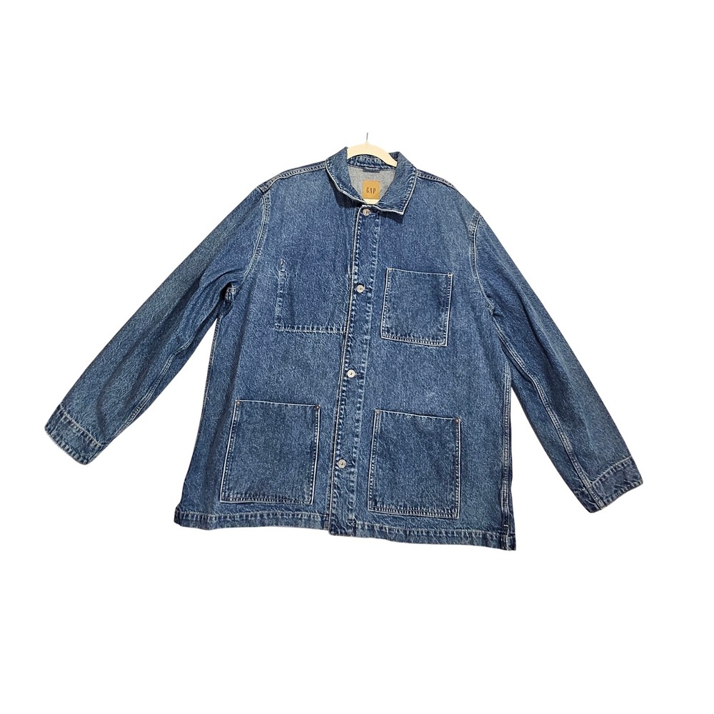 GAP Denim Chore Jacket Mens XL Tall Barn Coat Denim Chore Blue Workforce Vtg
